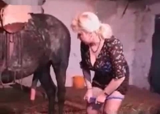 MILF pussy drilled by horny stallion