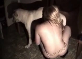 Incredible white puppy is having sex with an amateur blonde slut