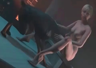 Brutal 3D Doberman nicely licks her cunt